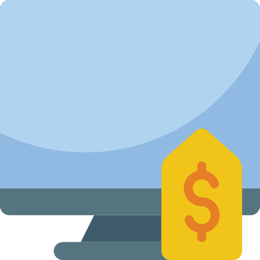 Computer sell store ecommerce icon