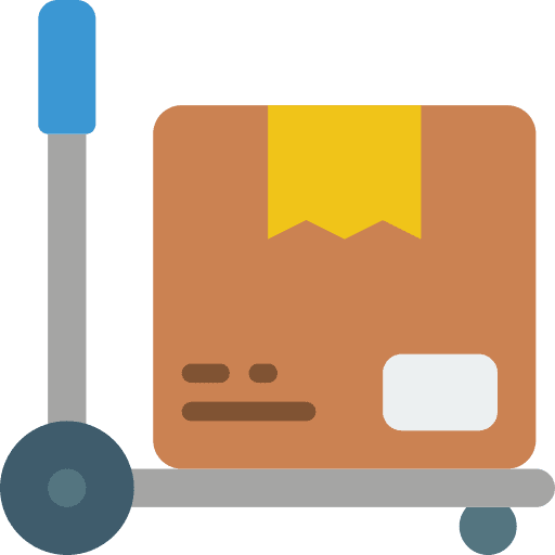 Parcel delivery shipping trolley icon