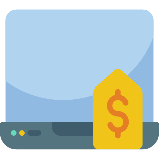 Laptop voucher commerce and shopping discount icon
