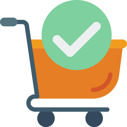 Shopping cart tick checkout approve icon