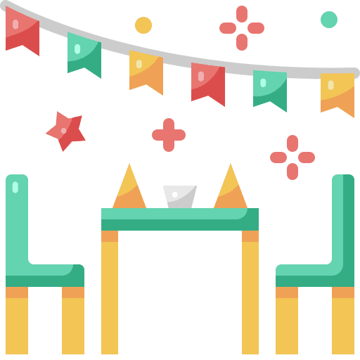 Party dining room birthday and party table icon