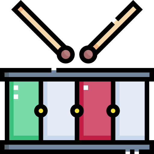 Drum party music percussion instrument icon Drum party music percussion instrument icon
