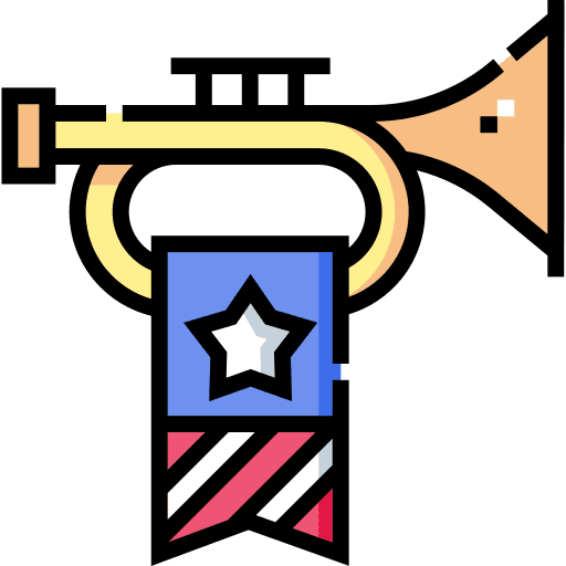 Trumpet independence day flag 4th of july icon Trumpet independence day flag 4th of july icon