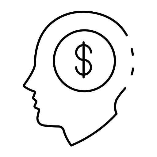 Head business and finance dollar coin icon Head business and finance dollar coin icon