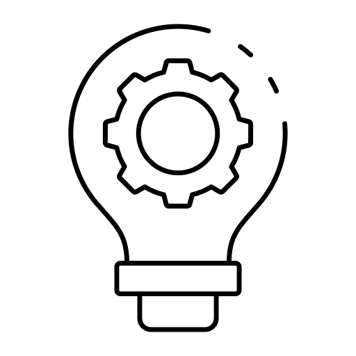 Light bulb gear implement cogwheel icon Light bulb gear implement cogwheel icon