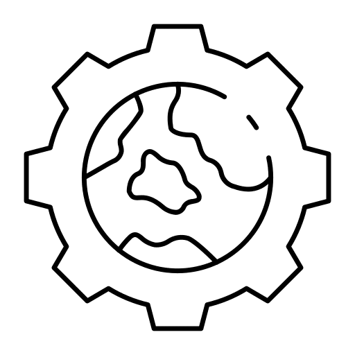 Setting earth world cogwheel icon