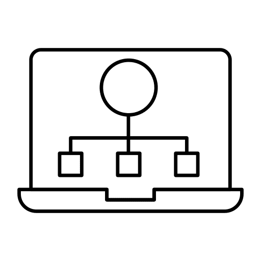 Laptop screen sharing connection seo and web icon