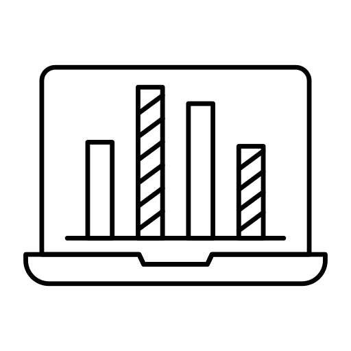 Laptop screen web technology bar graph icon