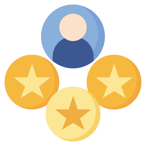 Rating marketing stars person icon Rating marketing stars person icon