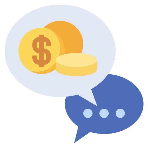 Chat speech bubble cash currency icon Chat speech bubble cash currency icon