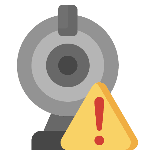 Round webcam warning alert electronics icon Round webcam warning alert electronics icon