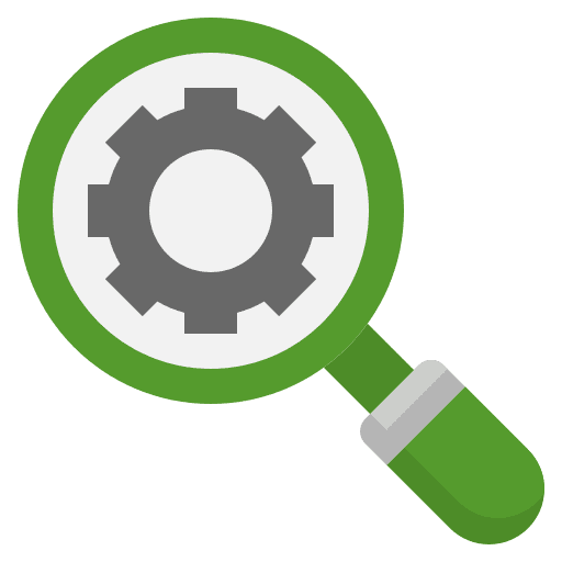 Magnifying gear testing magnifying icon Magnifying gear testing magnifying icon