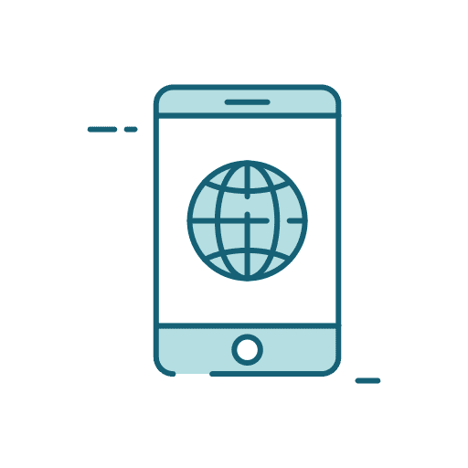 Mobile application globe grid internet phone icon