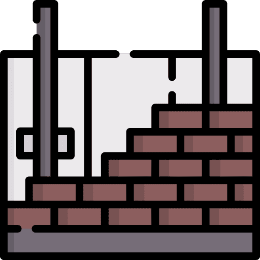 Brickwall wall stone construction and tools icon Brickwall wall stone construction and tools icon
