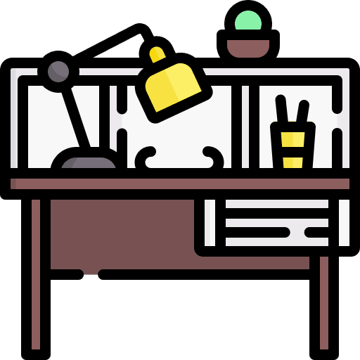 Work table desk furniture and household office icon Work table desk furniture and household office icon