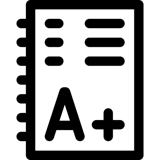 Exam grade success a+ icon