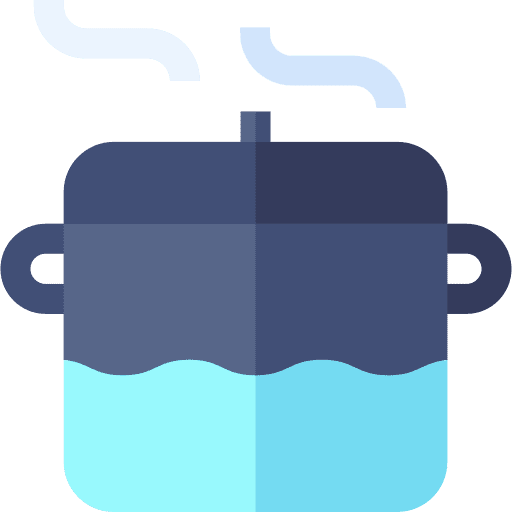 Pot boiling food and restaurant pot icon