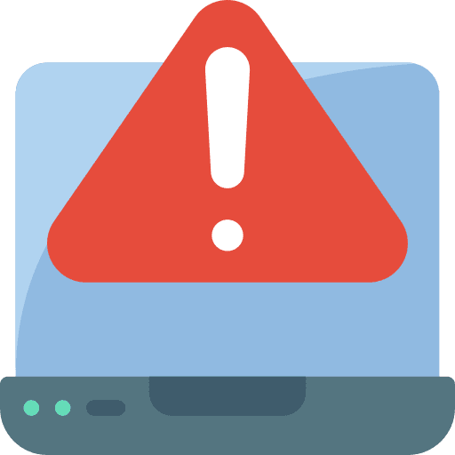 Warning laptop computer security icon
