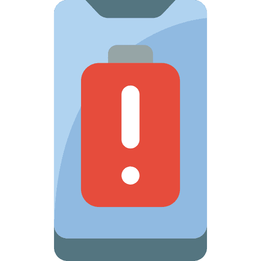 Battery level smartphone alert empty battery icon