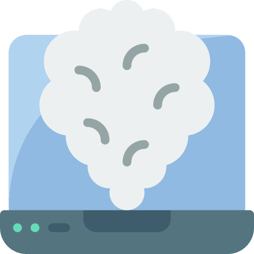Laptop smoking heating electronics icon
