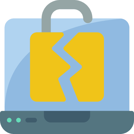 Laptop vulnerability broken laptop icon