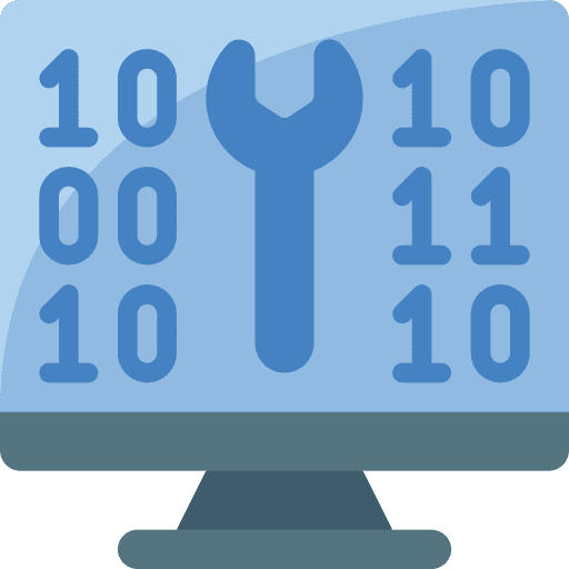 Desktop computer electronics repair software development icon