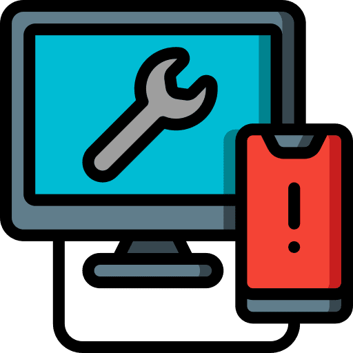 Desktop computer customer service technical support repairing icon