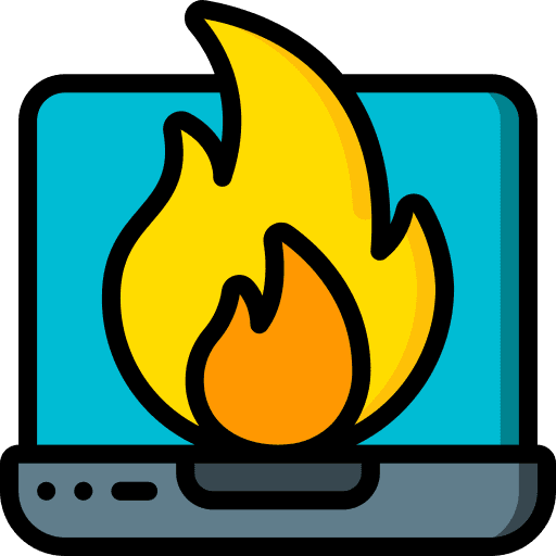 Laptop electronics security burning icon
