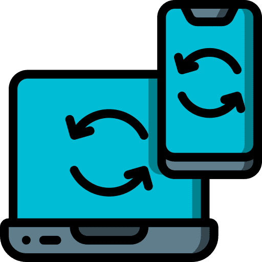 Laptop cellphone sync electronics icon