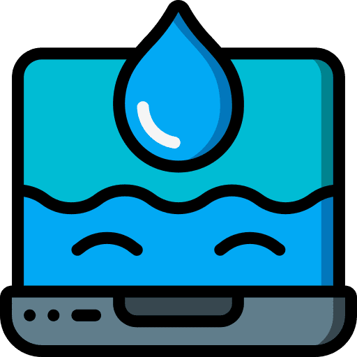 Laptop droplets water damage broken icon