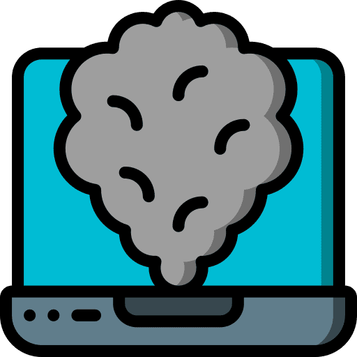Laptop fire broken electronics icon