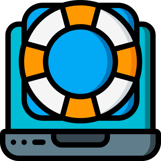 Laptop support technical support work icon