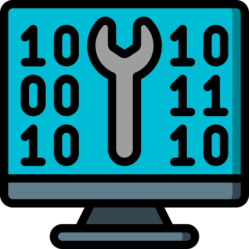 Desktop computer programming repair electronics icon