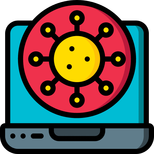 Laptop bug threat technology icon