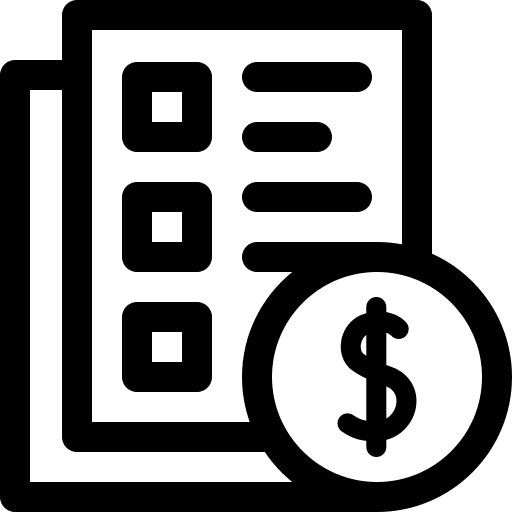 Price list business and finance document accuracy icon
