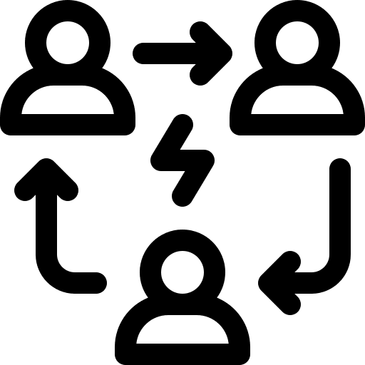 Third party team management partnership network icon