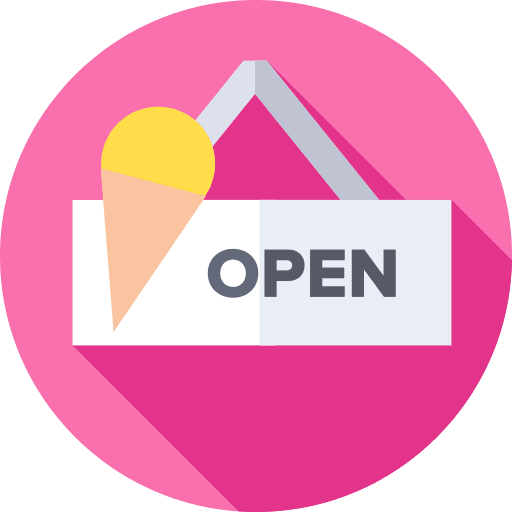 Open opening hours ice cream signaling icon Open opening hours ice cream signaling icon