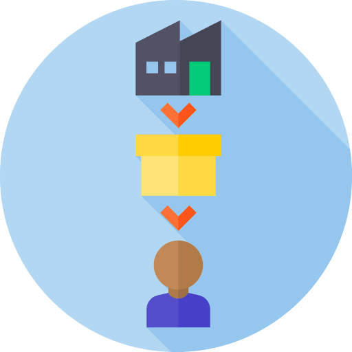 Value chain supplies manufacturing shipping and delivery icon