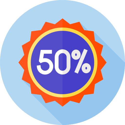 50 50 sales discount icon