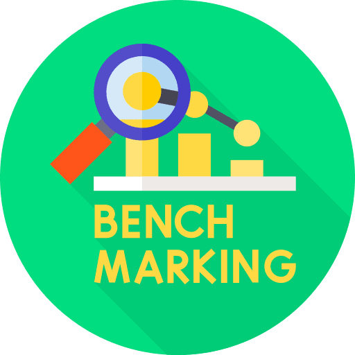 Benchmarking performance business and finance benchmarking icon