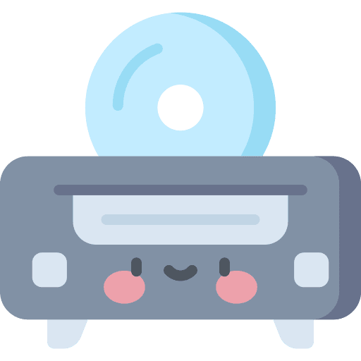 Dvd player tape compact disc music player icon