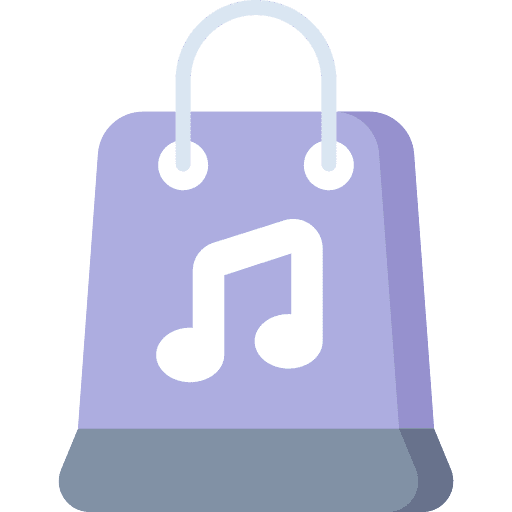 Shopping bag buy music store commerce and shopping icon