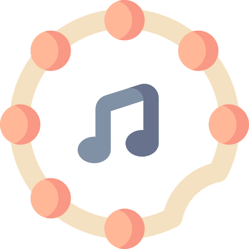 Tambourine music and multimedia music instrument celebration icon