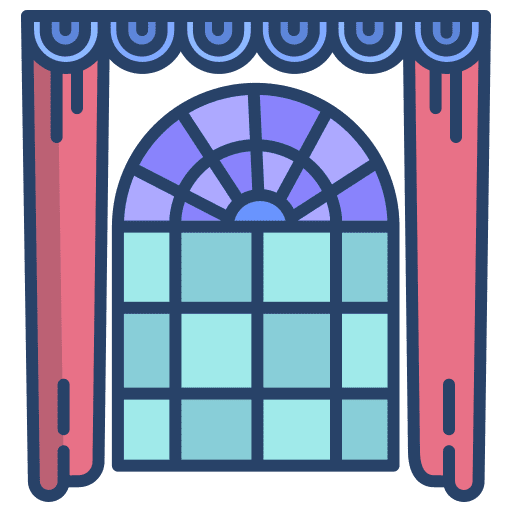 Window curtain antique window icon Window curtain antique window icon