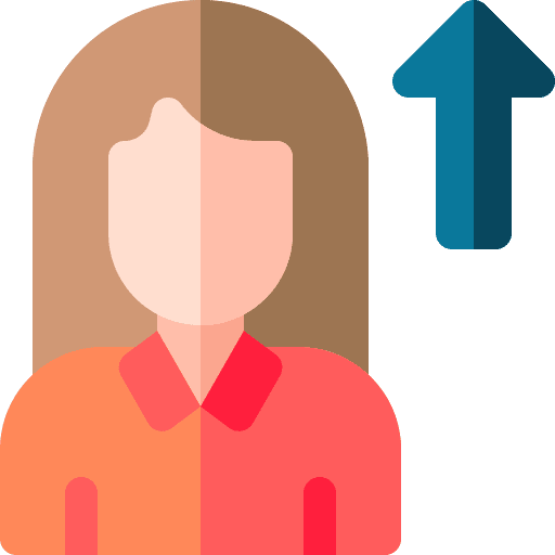 Employment up arrow woman business and finance icon Employment up arrow woman business and finance icon