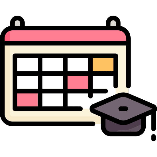 Semester time and date cap mortarboard icon