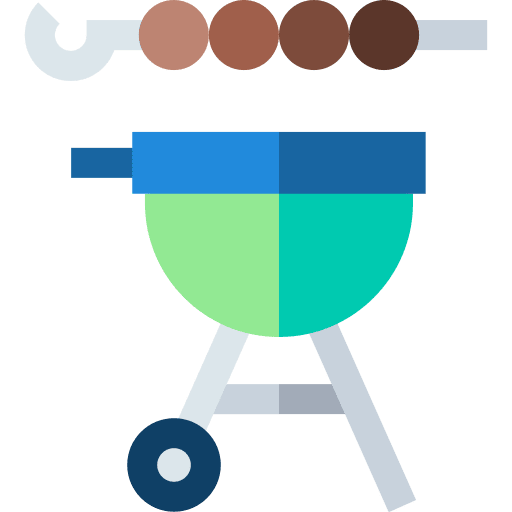 Barbecue food and restaurant bbq tools and utensils icon