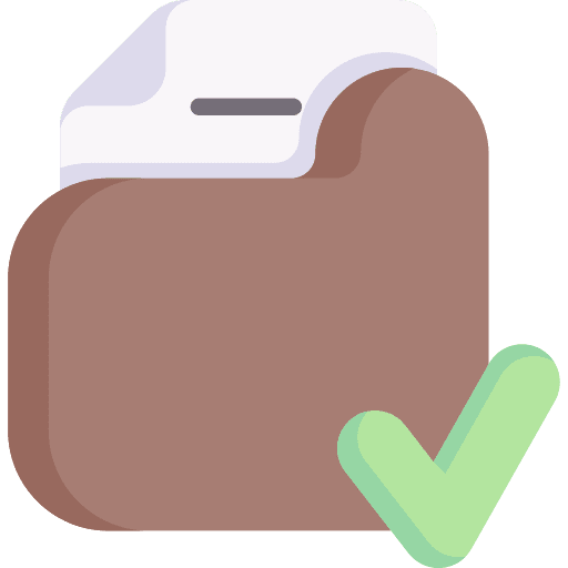 Documents files and folders archive check icon Documents files and folders archive check icon