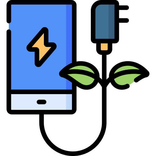 Smartphone eco green energy charging icon Smartphone eco green energy charging icon