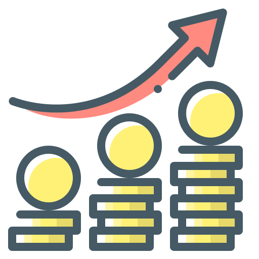 Stock price cash stock market up arrow icon